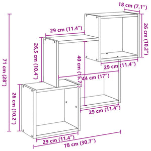 vidaXL Wandschrank 78x18x71 cm Betongrau Holzwerkstoff