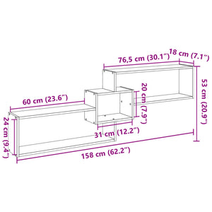 vidaXL Wandschrank 158x18x53 cm Sonoma Eiche Holzwerkstoff