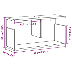 vidaXL Wandschrank 60x20x30 cm Schwarz Holzwerkstoff