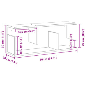 vidaXL Wandschrank 80x20x30 cm Weiß Holzwerkstoff