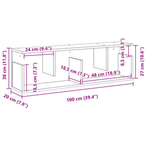 vidaXL Wandschrank 100x20x30 cm Weiß Holzwerkstoff