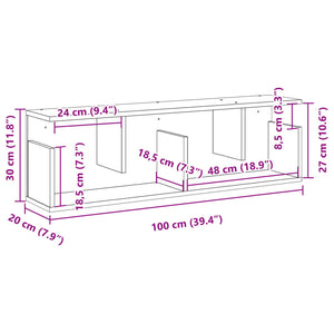 vidaXL Wandschrank 100x20x30 cm Räuchereiche Holzwerkstoff