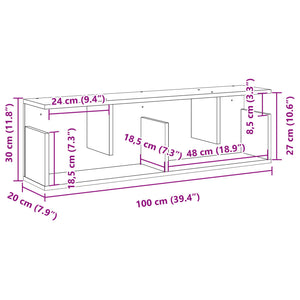 vidaXL Wandschrank 100x20x30 cm Grau Sonoma Holzwerkstoff