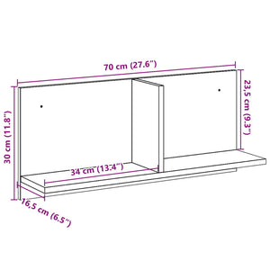 vidaXL Wandschrank 70x16,5x30 cm Sonoma Eiche Holzwerkstoff