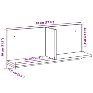 vidaXL Wandschrank 70x16,5x30 cm Betongrau Holzwerkstoff