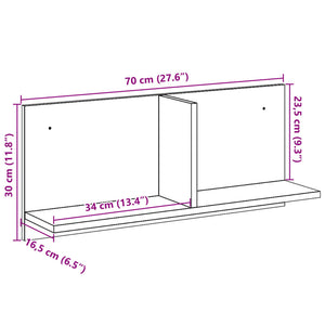 vidaXL Wandschrank 70x16,5x30 cm Räuchereiche Holzwerkstoff