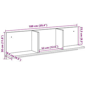 vidaXL Wandschrank 100x16,5x30 cm Weiß Holzwerkstoff