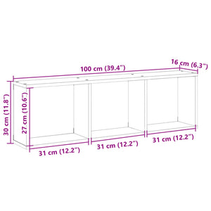 vidaXL Wandschrank 100x16x30 cm Schwarz Holzwerkstoff