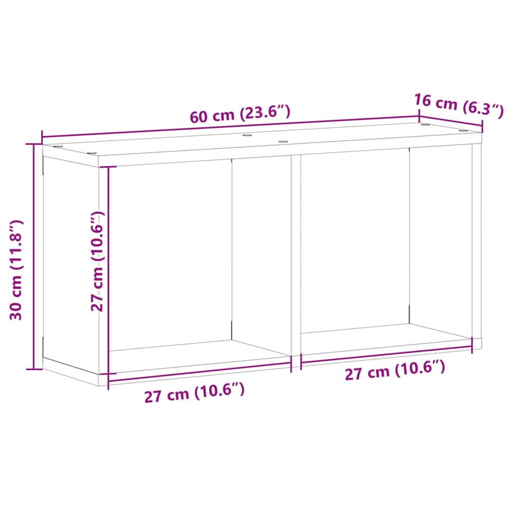 vidaXL Wandschrank 60x16x30 cm Räuchereiche Holzwerkstoff