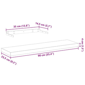 vidaXL Schweberegal 90x23,5x4 cm Holzwerkstoff