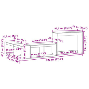 vidaXL Nachttisch mit Schreibtisch 222x122x75 cm Massivholz Kiefer