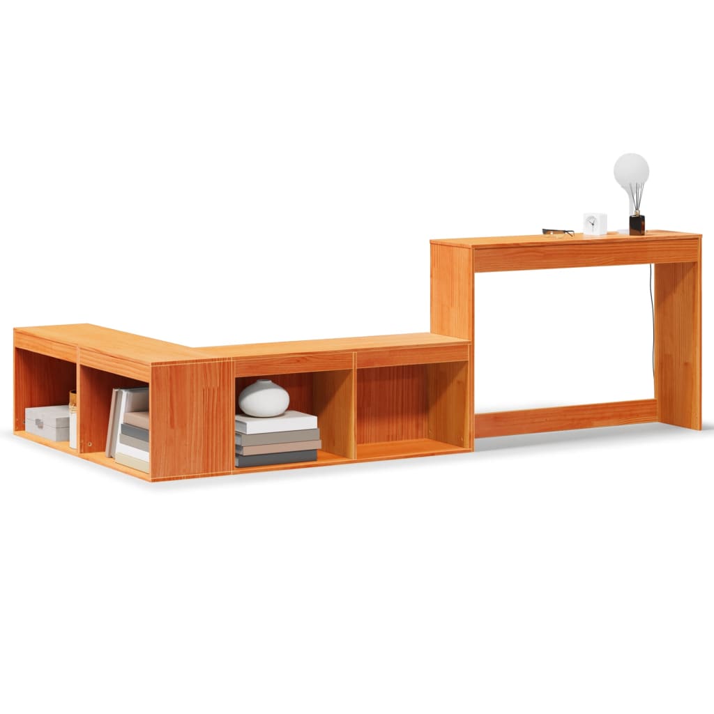 vidaXL Nachttisch mit Schreibtisch Wachsbraun 222x122x75 cm Massivholz