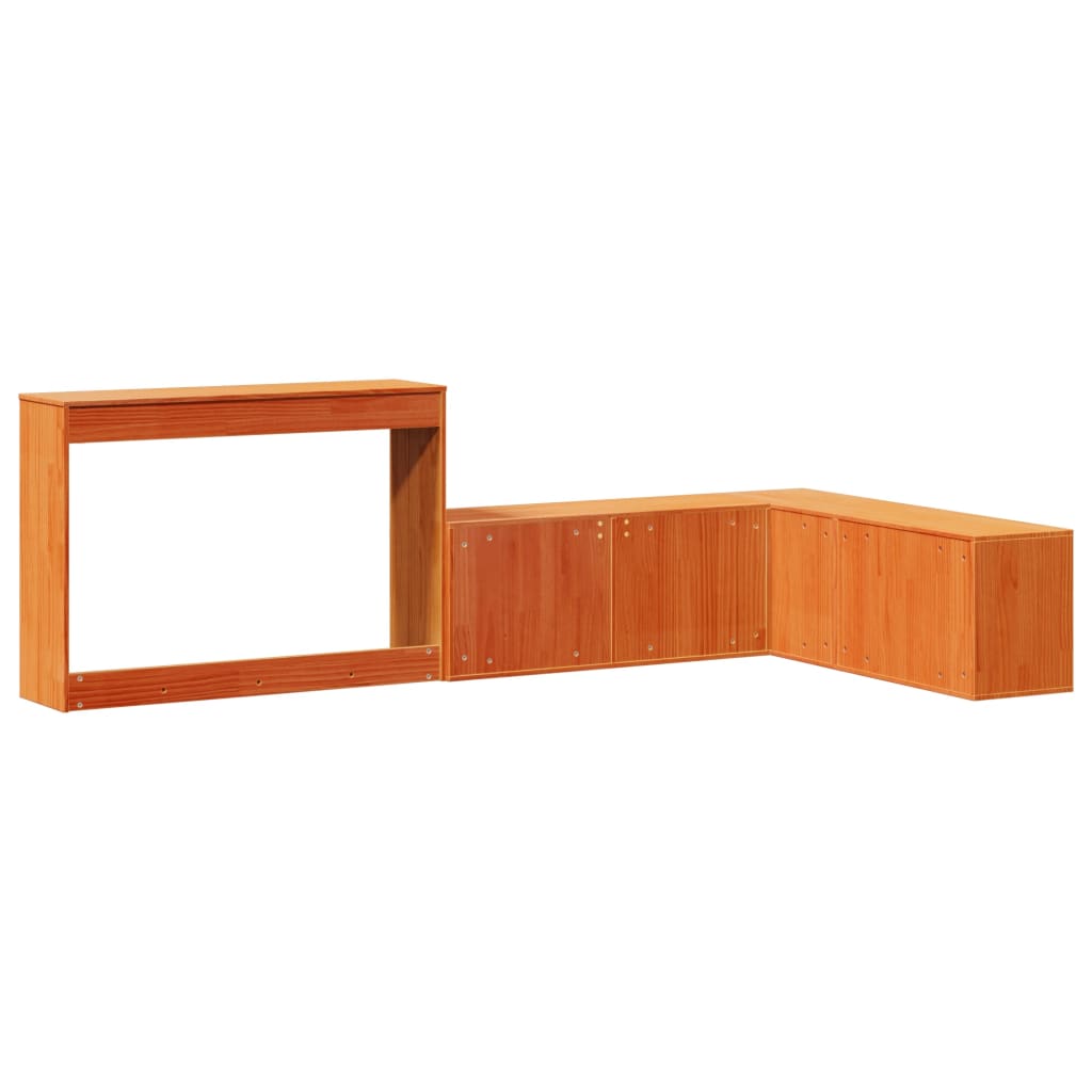 vidaXL Nachttisch mit Schreibtisch Wachsbraun 222x122x75 cm Massivholz