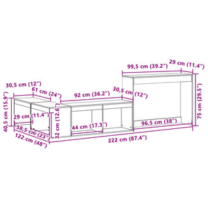 vidaXL Nachttisch mit Schreibtisch Wachsbraun 222x122x75 cm Massivholz