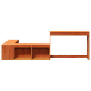 vidaXL Nachttisch mit Schreibtisch Wachsbraun 222x107x75 cm Massivholz