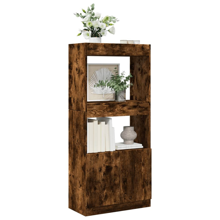 Highboard Räuchereiche 63x33x140 cm Holzwerkstoff VIDAXL