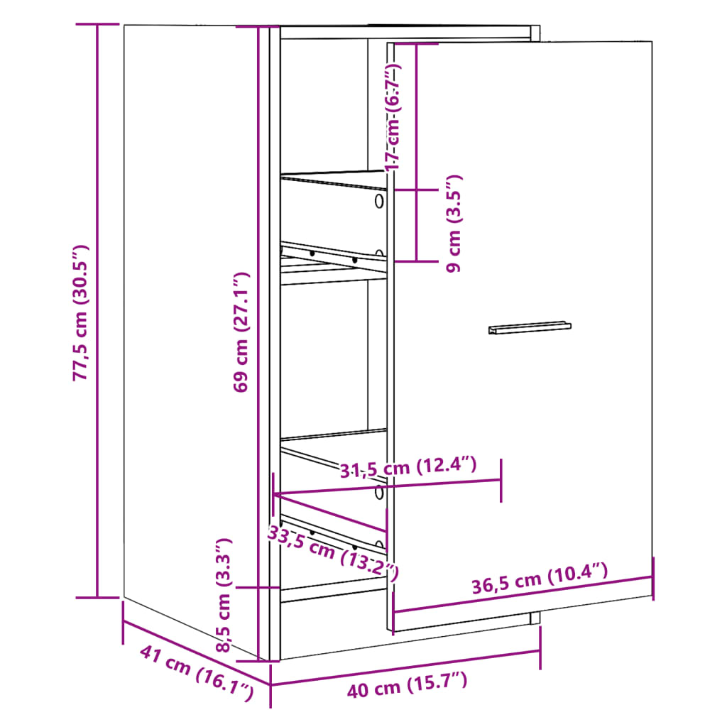 vidaXL Apothekerschrank Weiß 40x41x77,5 cm Holzwerkstoff