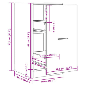 vidaXL Apothekerschrank Betongrau 40x41x77,5 cm Holzwerkstoff