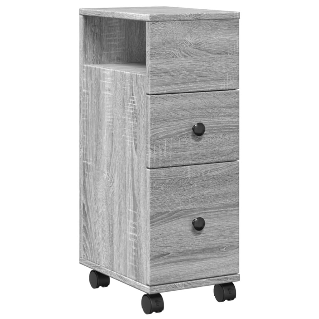 vidaXL Badschrank Schmal mit Rollen Grau Sonoma Holzwerkstoff