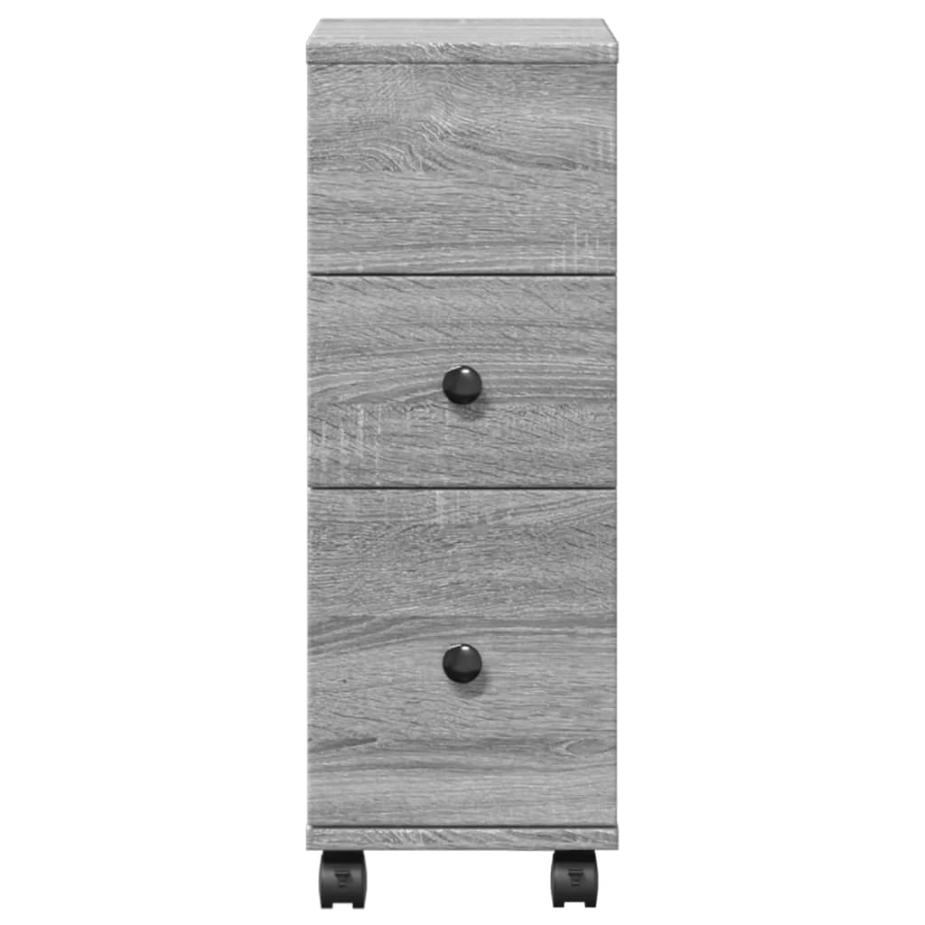 vidaXL Badschrank Schmal mit Rollen Grau Sonoma Holzwerkstoff