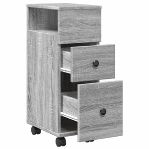 vidaXL Badschrank Schmal mit Rollen Grau Sonoma Holzwerkstoff