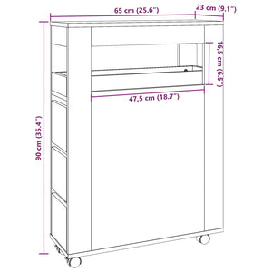 vidaXL Badschrank Schmal mit Rollen Weiß Holzwerkstoff