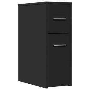 Badschrank Schmal mit Rollen Schwarz Holzwerkstoff VIDAXL