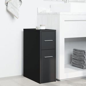 Badschrank Schmal mit Rollen Schwarz Holzwerkstoff VIDAXL