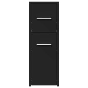 Badschrank Schmal mit Rollen Schwarz Holzwerkstoff VIDAXL