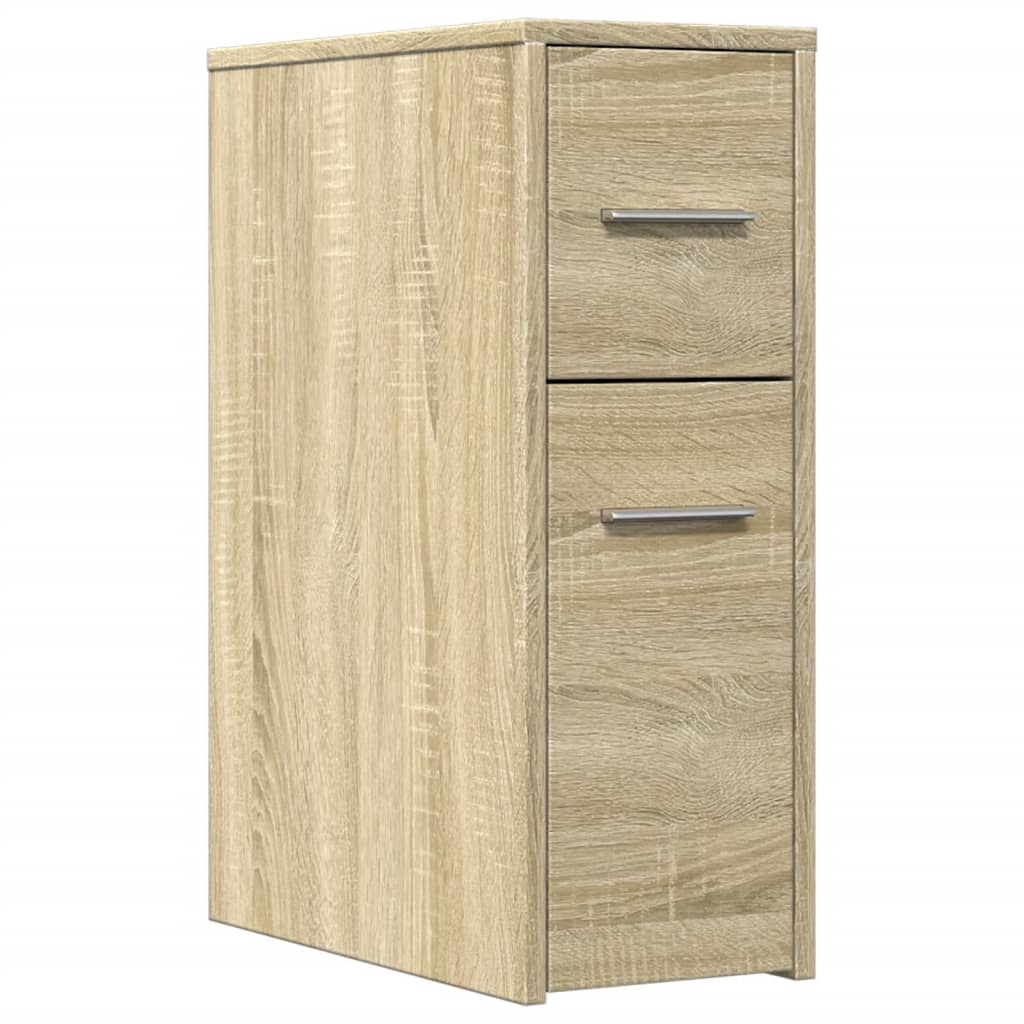 Badschrank Schmal mit Rollen Sonoma-Eiche Holzwerkstoff VIDAXL