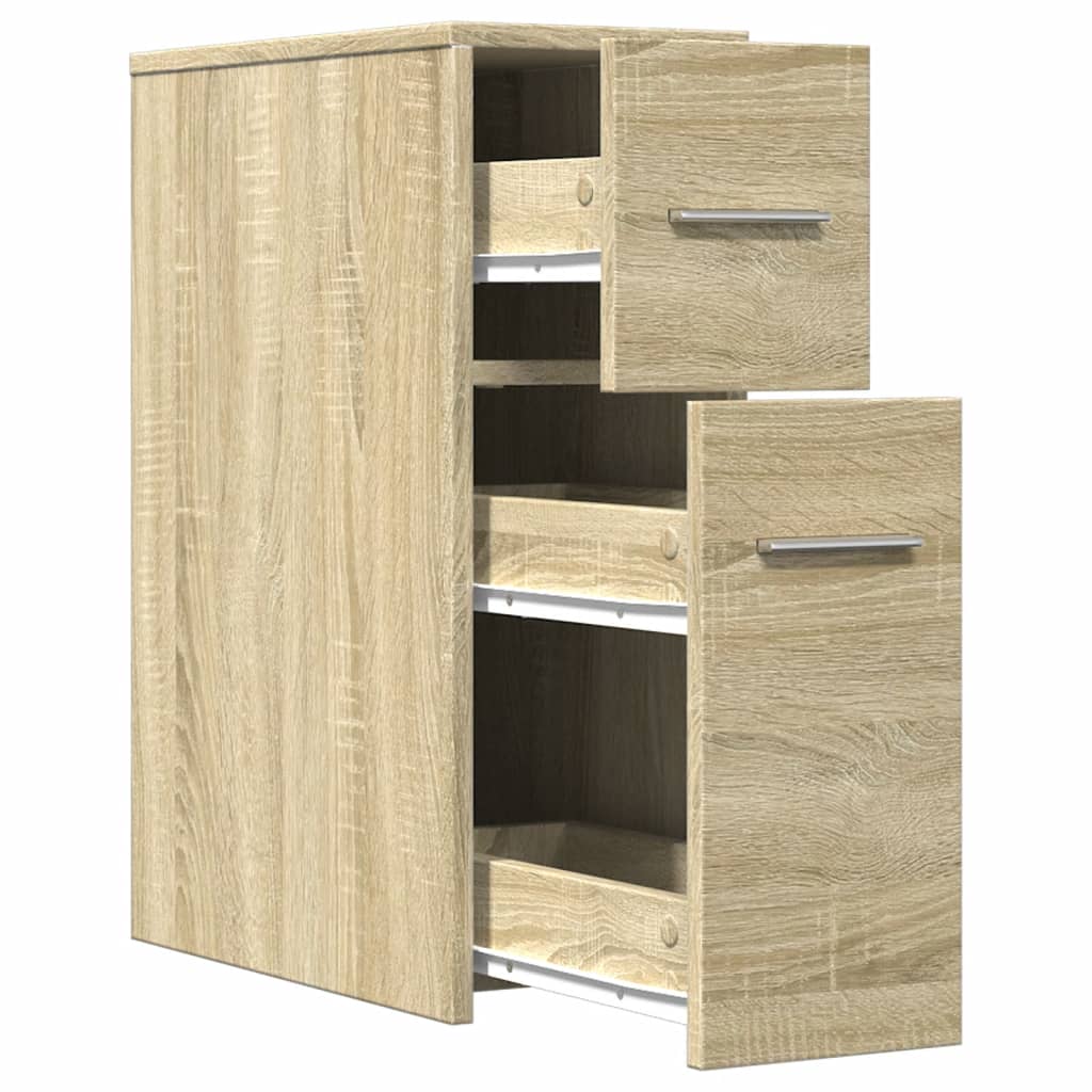 Badschrank Schmal mit Rollen Sonoma-Eiche Holzwerkstoff VIDAXL