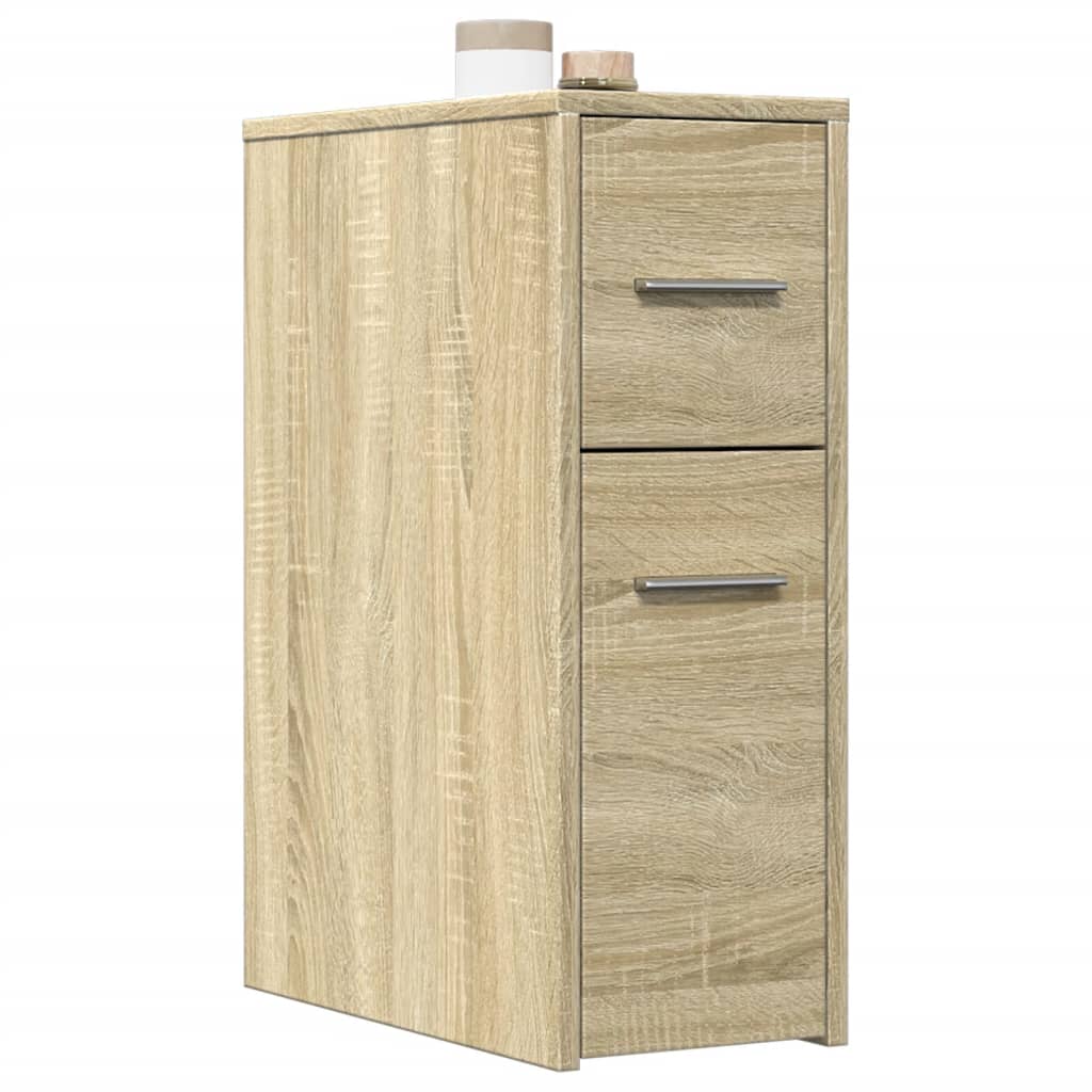 Badschrank Schmal mit Rollen Sonoma-Eiche Holzwerkstoff VIDAXL