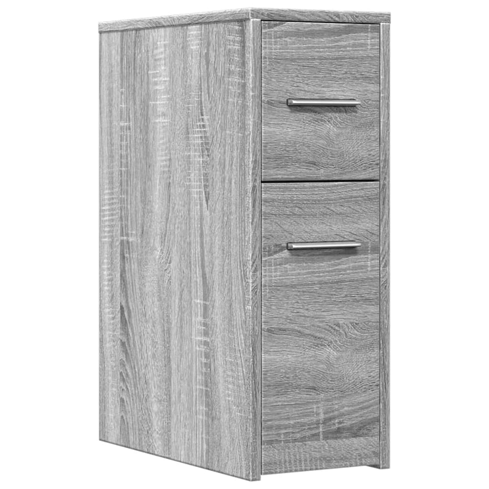 Badschrank Schmal mit Rollen Grau Sonoma Holzwerkstoff VIDAXL