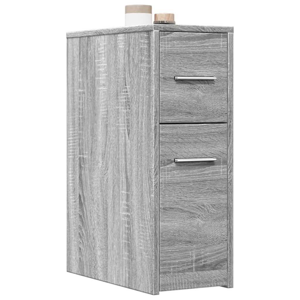 Badschrank Schmal mit Rollen Grau Sonoma Holzwerkstoff VIDAXL