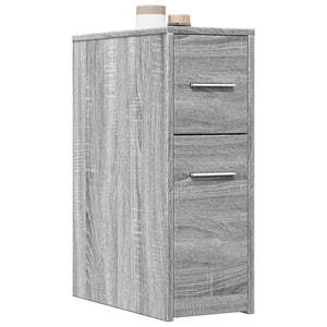 Badschrank Schmal mit Rollen Grau Sonoma Holzwerkstoff VIDAXL