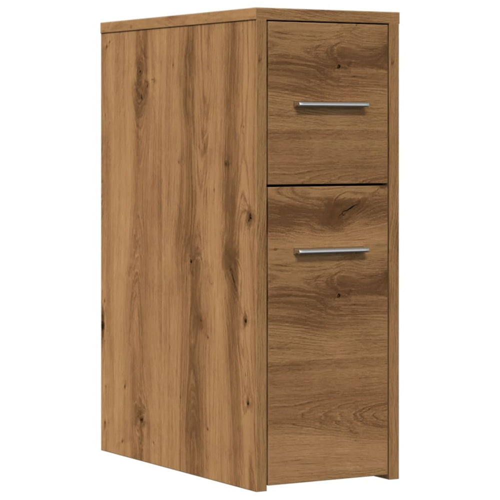 Badschrank Schmal mit Rollen Artisan-Eiche Holzwerkstoff VIDAXL