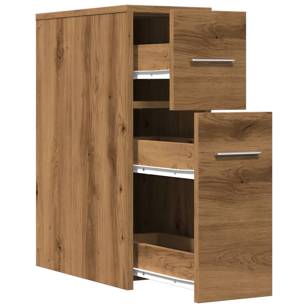 Badschrank Schmal mit Rollen Artisan-Eiche Holzwerkstoff VIDAXL