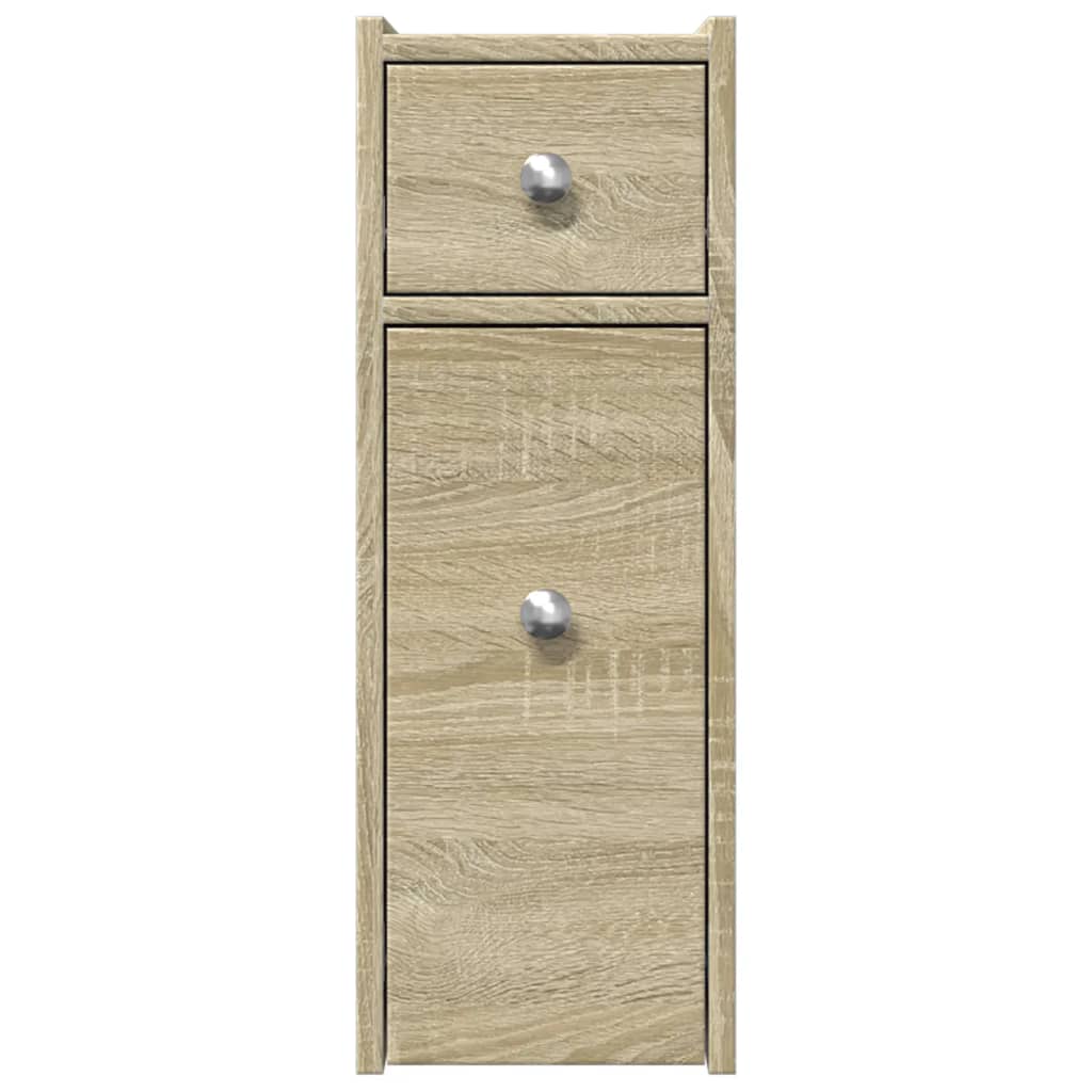 vidaXL Badschrank Schmal mit Rollen Sonoma-Eiche Holzwerkstoff