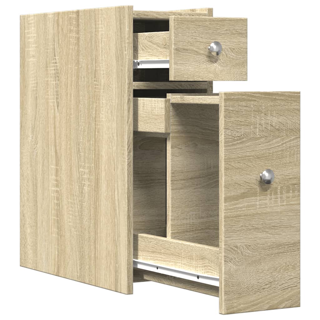 vidaXL Badschrank Schmal mit Rollen Sonoma-Eiche Holzwerkstoff