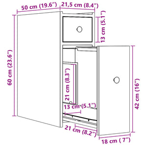 vidaXL Badschrank Schmal mit Rollen Sonoma-Eiche Holzwerkstoff