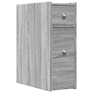 vidaXL Badschrank Schmal mit Rollen Grau Sonoma Holzwerkstoff