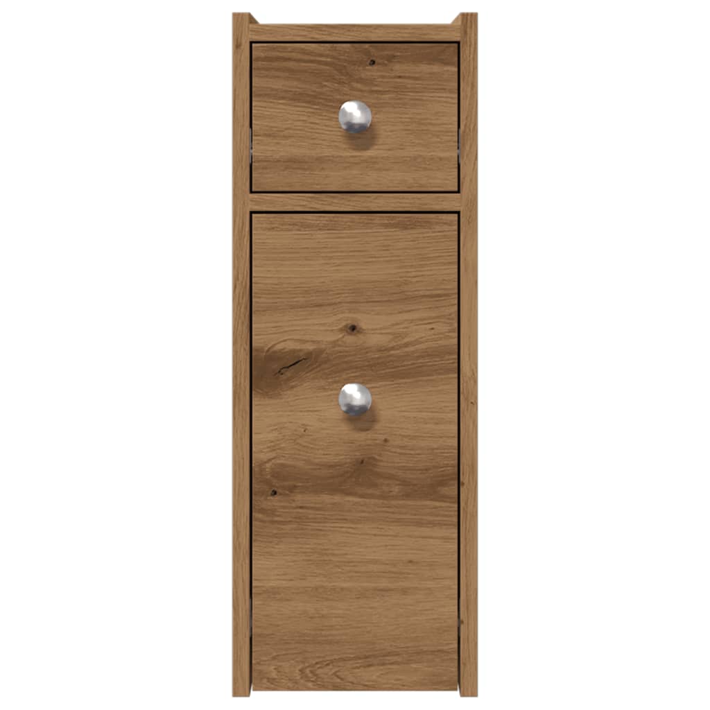 vidaXL Badschrank Schmal mit Rollen Artisan-Eiche Holzwerkstoff