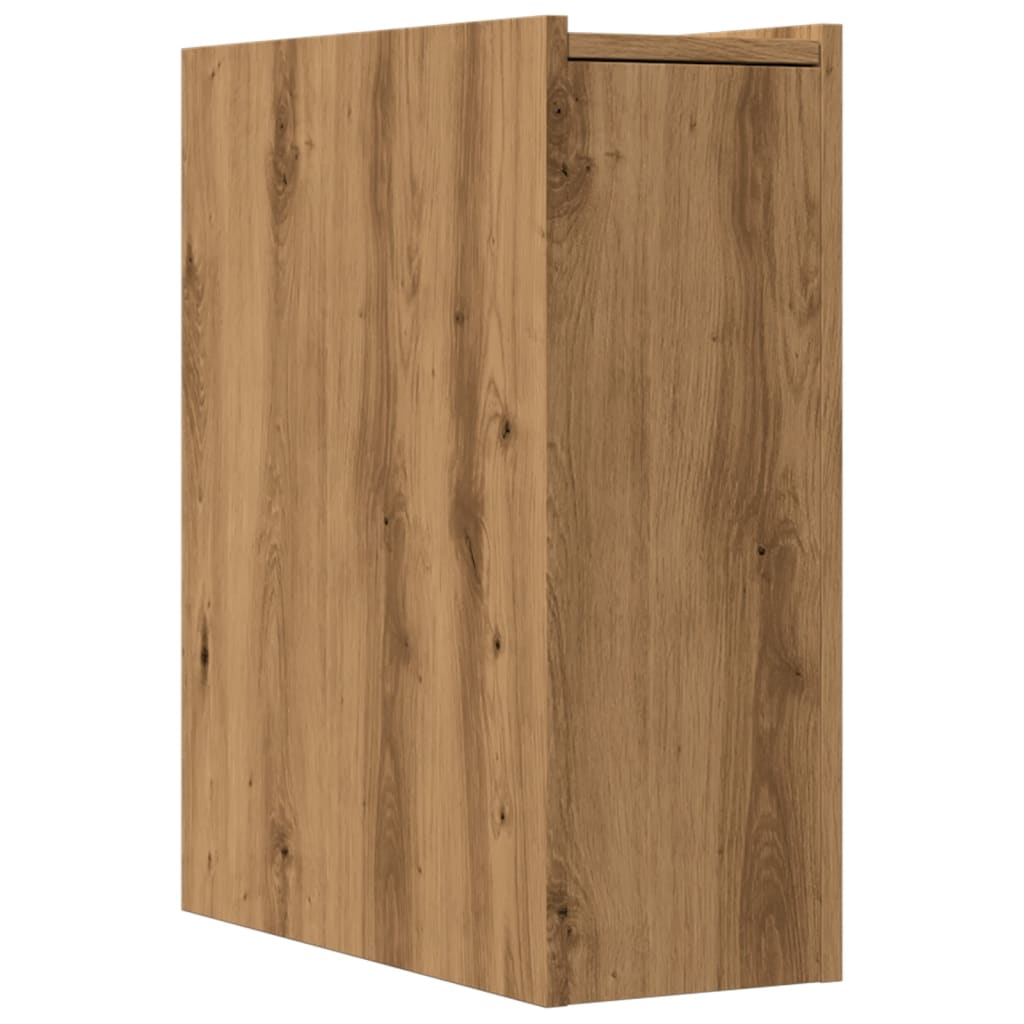 vidaXL Badschrank Schmal mit Rollen Artisan-Eiche Holzwerkstoff