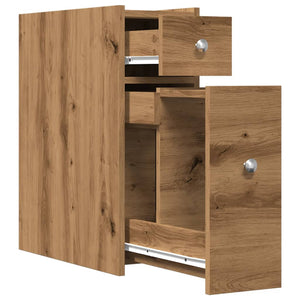 vidaXL Badschrank Schmal mit Rollen Artisan-Eiche Holzwerkstoff