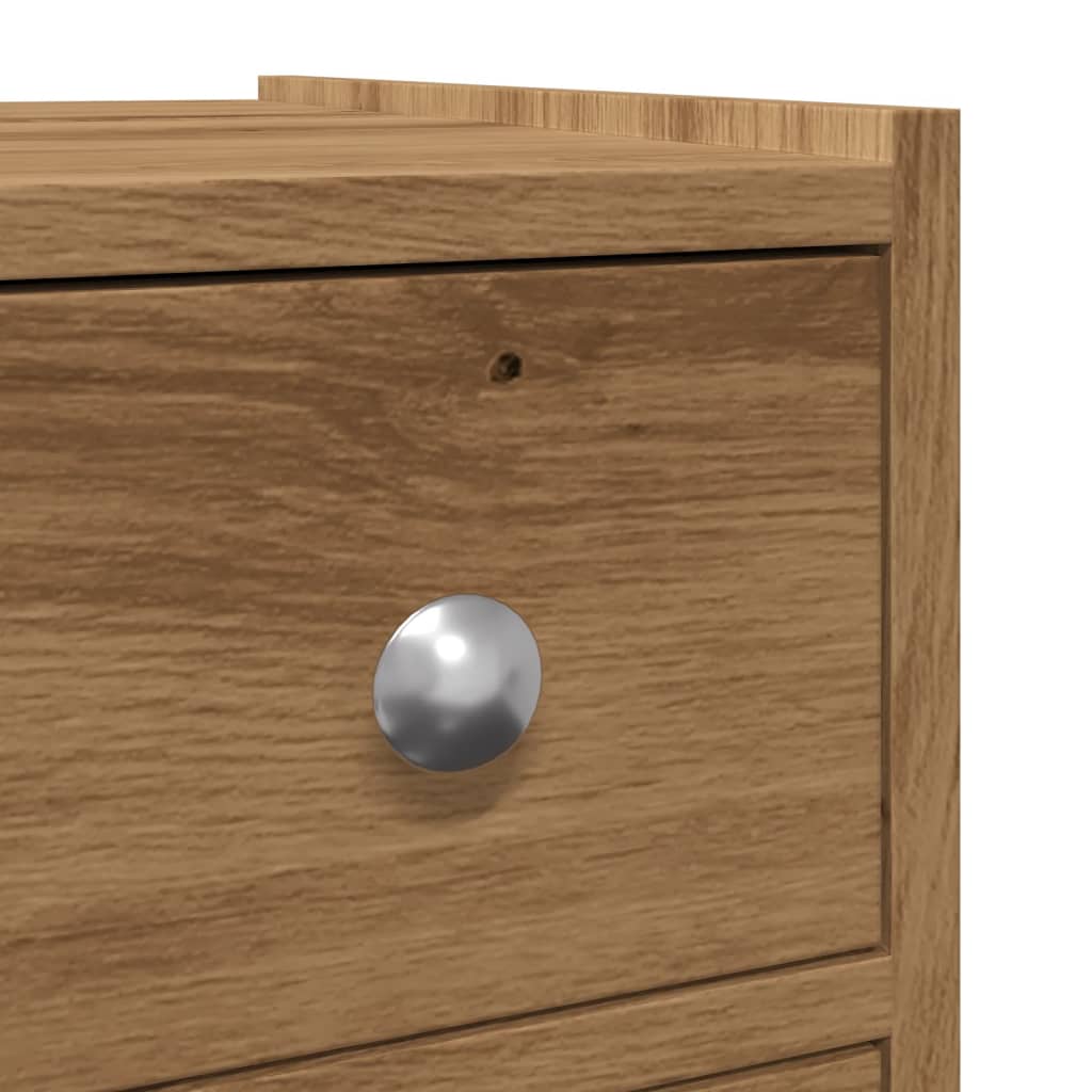 vidaXL Badschrank Schmal mit Rollen Artisan-Eiche Holzwerkstoff