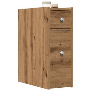 vidaXL Badschrank Schmal mit Rollen Artisan-Eiche Holzwerkstoff