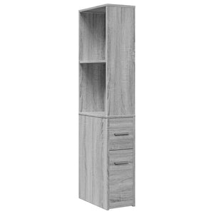 vidaXL Badschrank Schmal mit Rollen Grau Sonoma Holzwerkstoff