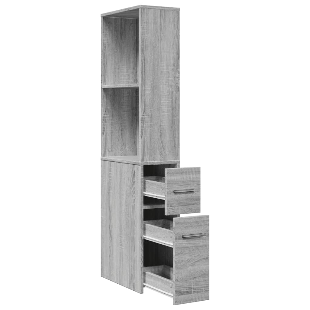 vidaXL Badschrank Schmal mit Rollen Grau Sonoma Holzwerkstoff