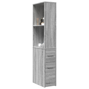 vidaXL Badschrank Schmal mit Rollen Grau Sonoma Holzwerkstoff