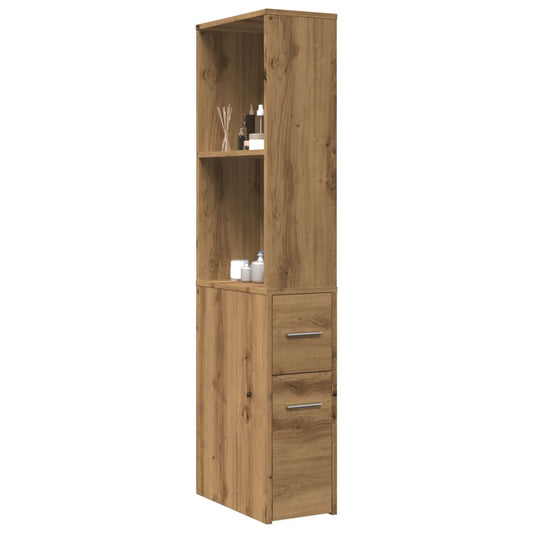 vidaXL Badschrank Schmal mit Rollen Artisan-Eiche Holzwerkstoff